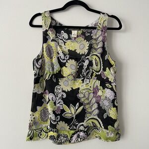 100% Silk Babydoll Sequin Black Floral Tank Size 10 Y2K Fairy Grunge Dainty 70s
